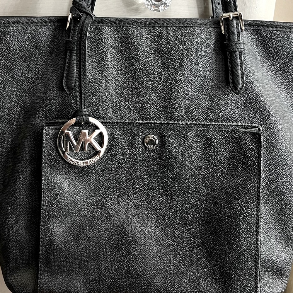 Black Leather Tote Bag MK - Picture 3 of 15